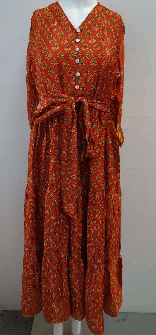 Prairie V-neck Silk Dress S - 0014