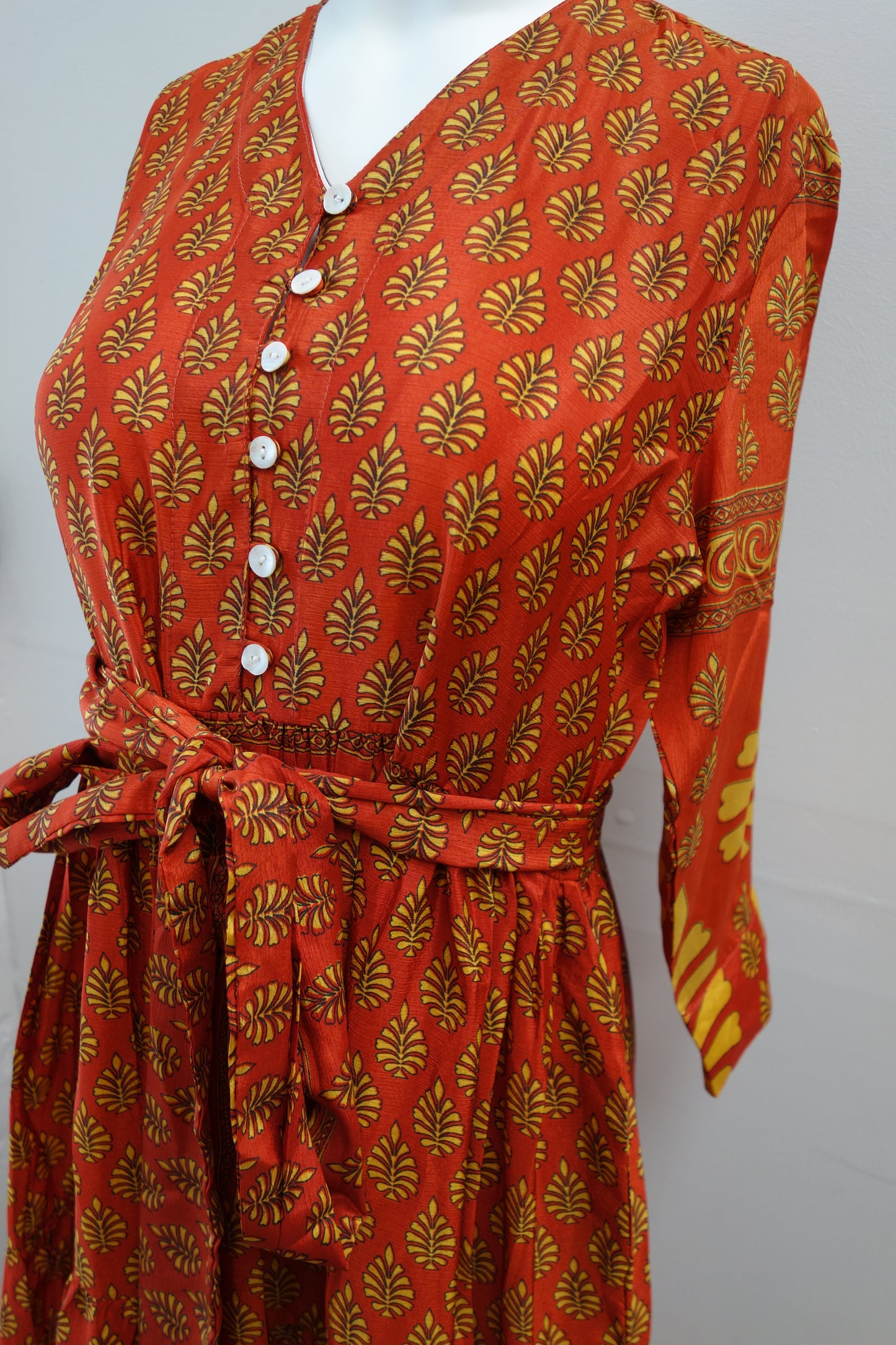 Prairie V-neck Silk Dress S - 0014