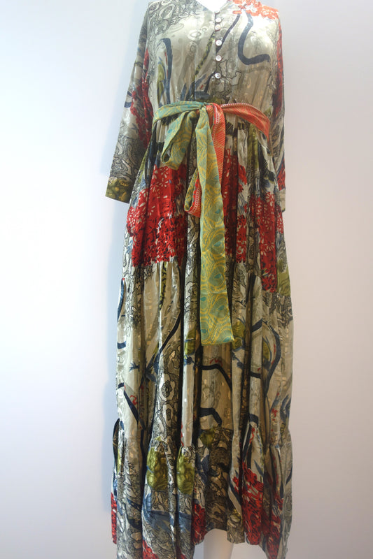 Prairie V-neck Silk Dress XS - 0031