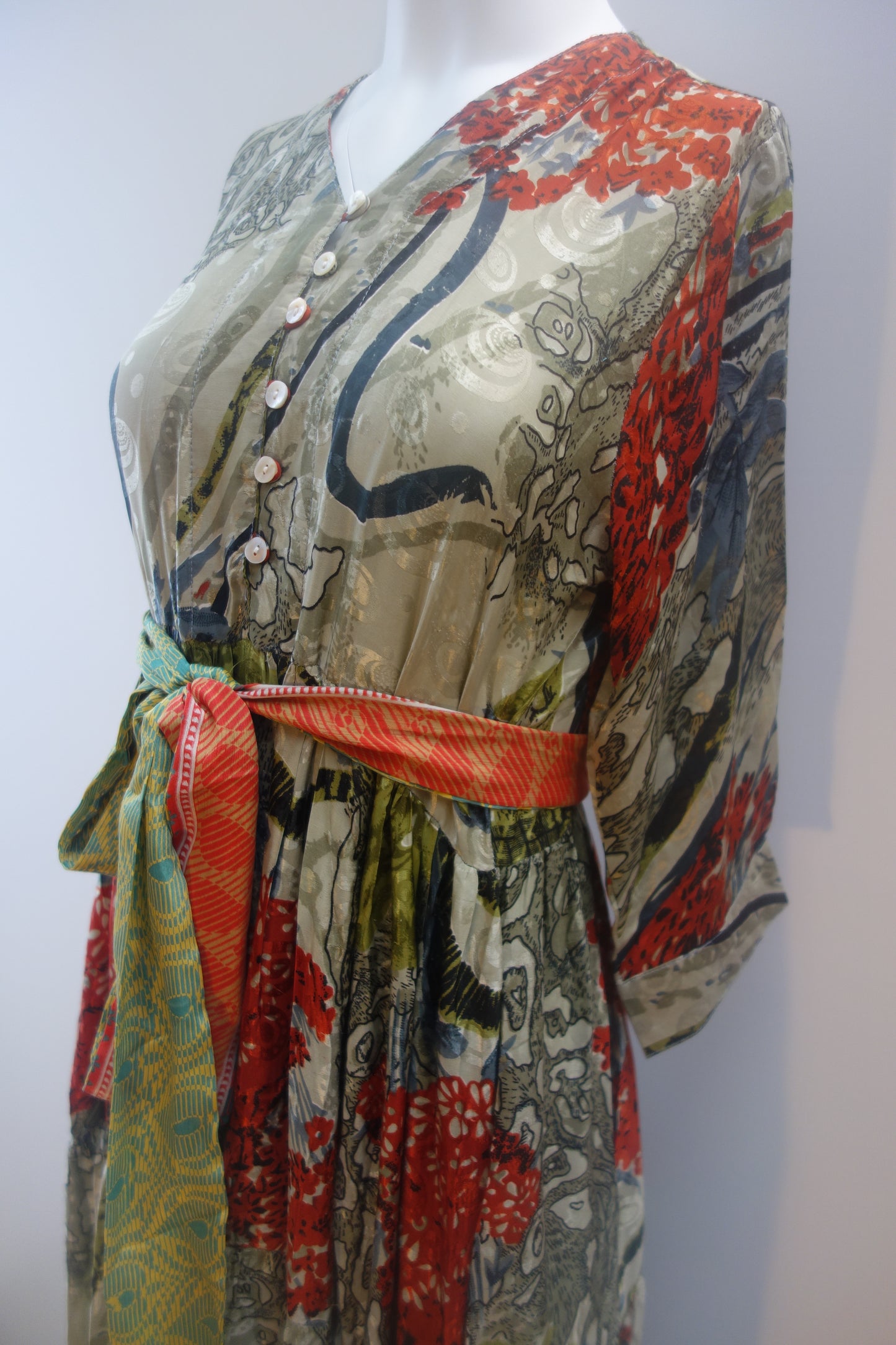 Prairie V-neck Silk Dress XS - 0031