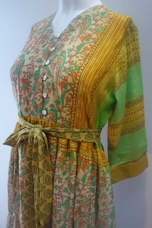 Prairie V-neck Silk Dress XS - 0032