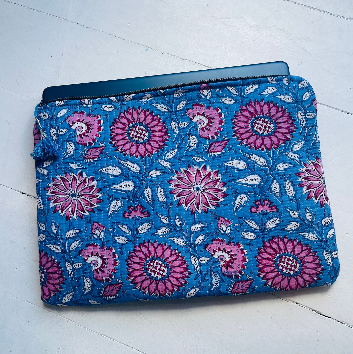 Laptop/iPad Case - Blue/Pink Floral