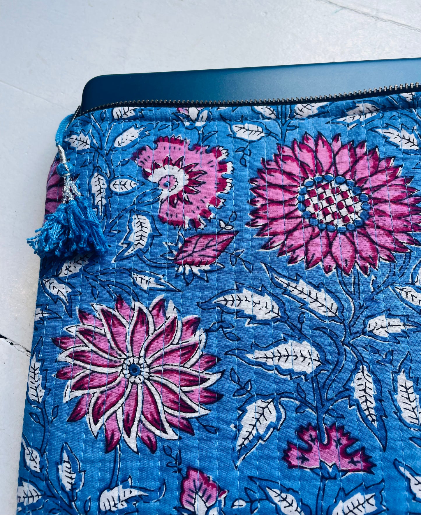 Laptop/iPad Case - Blue/Pink Floral