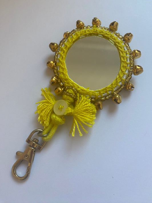 Large Bell Mirror in Yellow Keyring