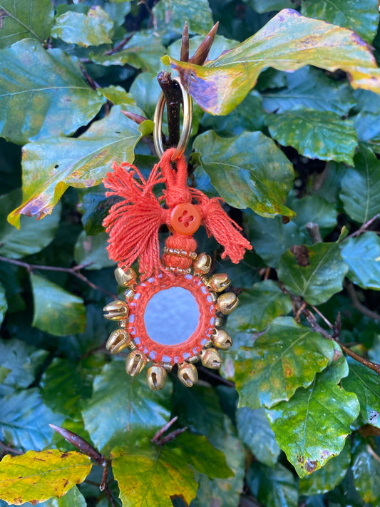 Bell Mirror Keyring in Orange