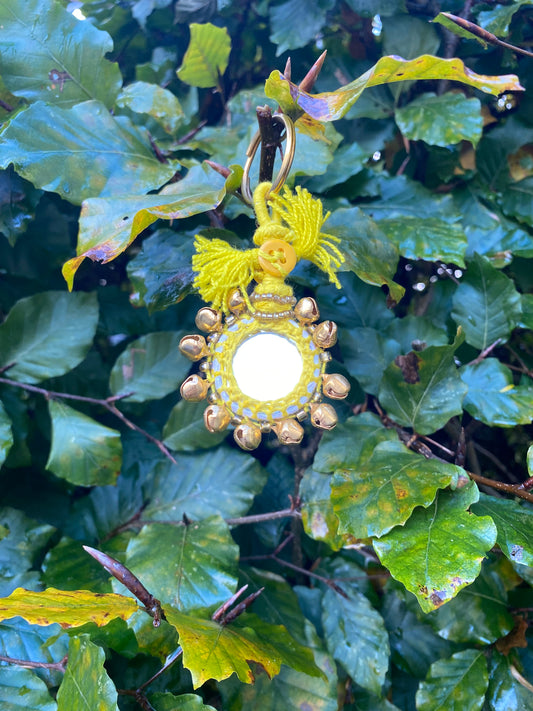 Bell Mirror Keyring Bright Yellow