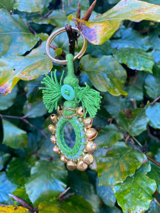 Bell mirror Keyring light green