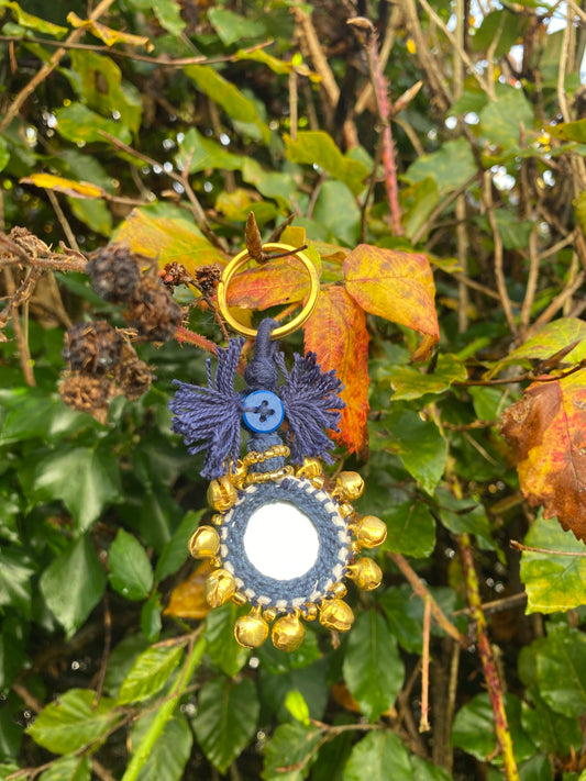 Bell Mirror Keyring in Navy