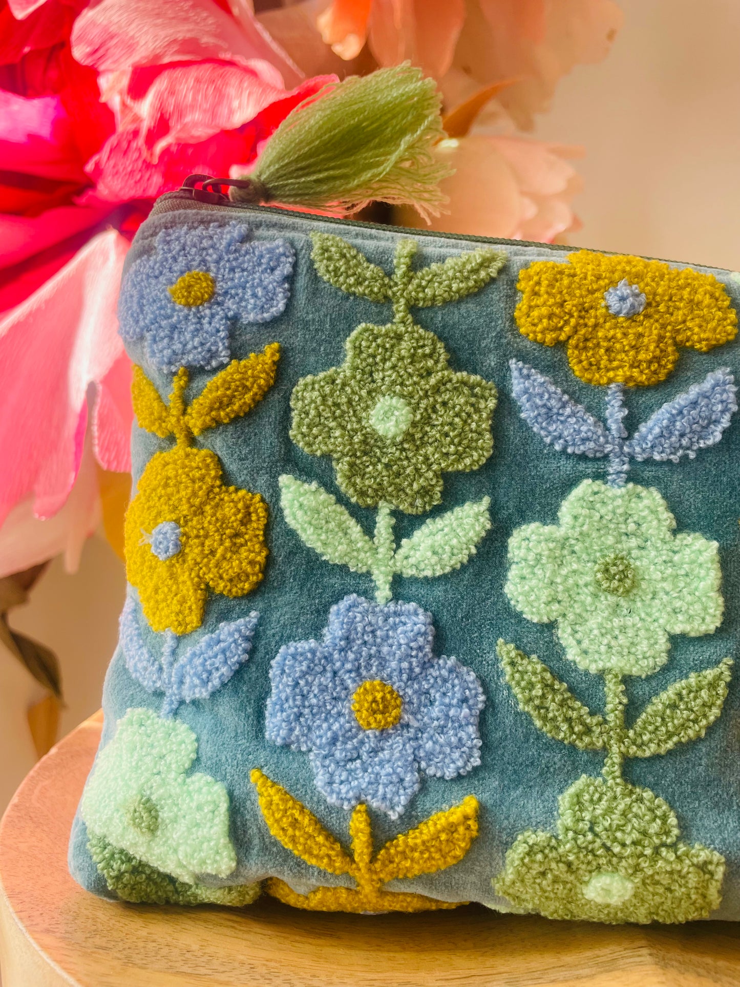 Rambling Flower Pouch - Blue & Cowslip