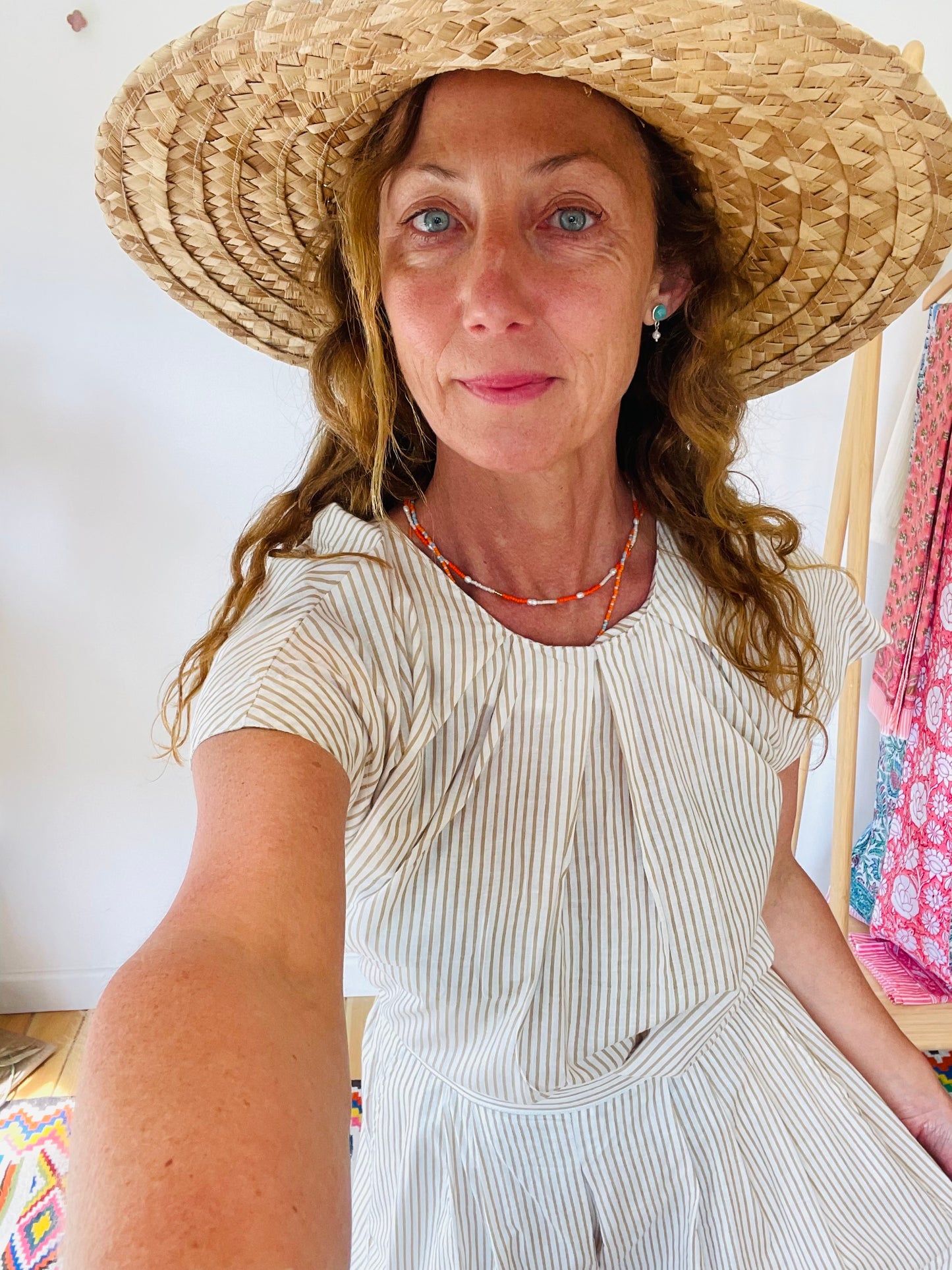 Short Sleeve Blouse - Sand Stripe