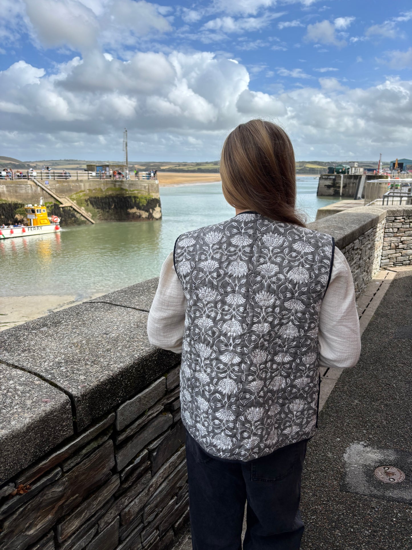 Sample Quilted Waistcoat - Grey Flower