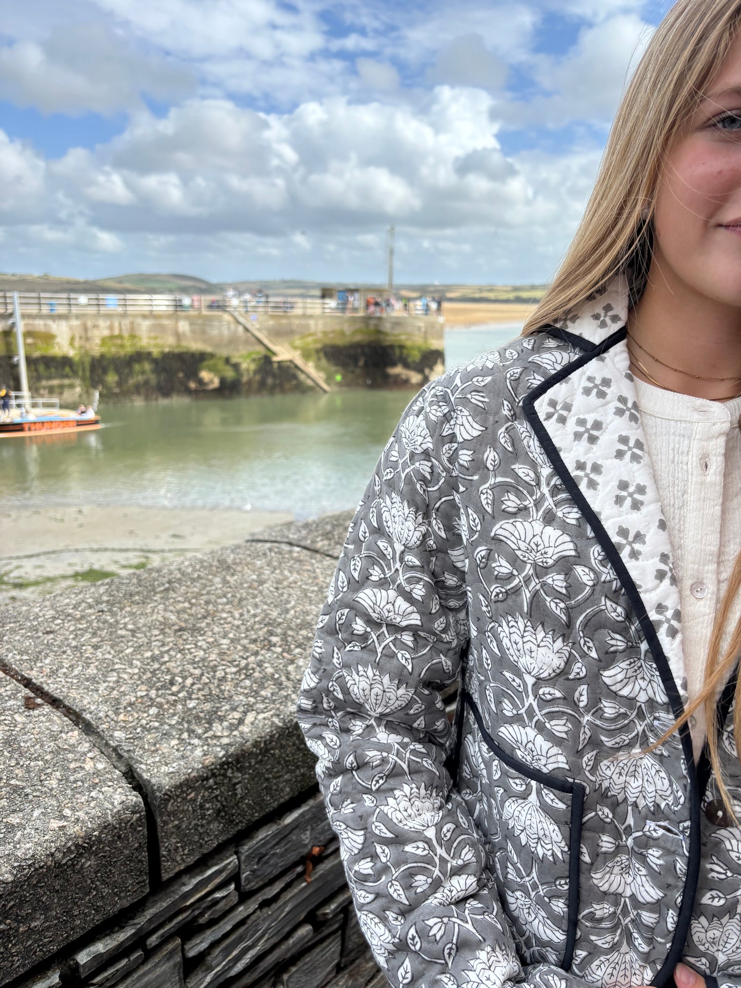 Sample Quilted Jacket - Grey Flower