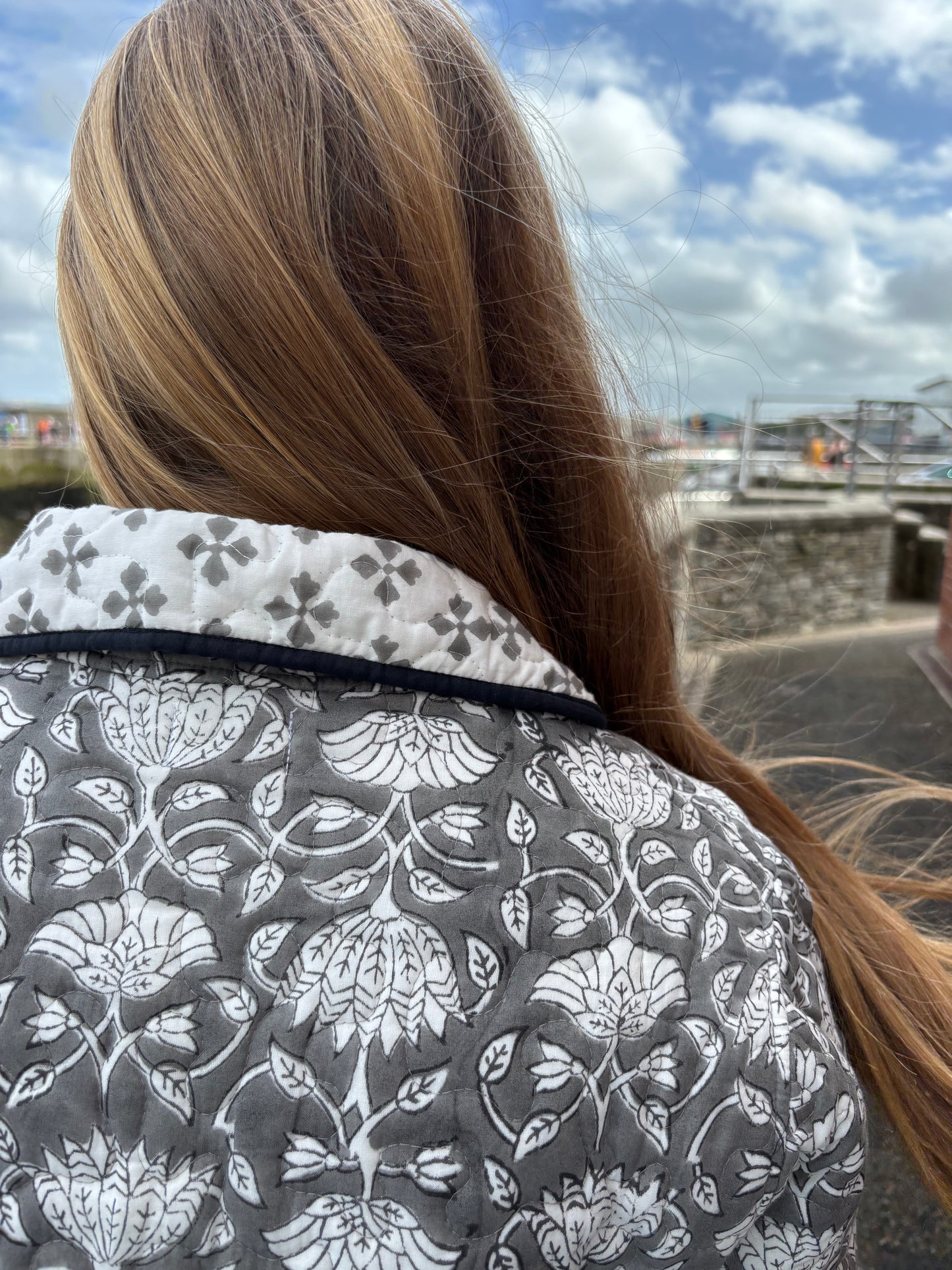Sample Quilted Jacket - Grey Flower