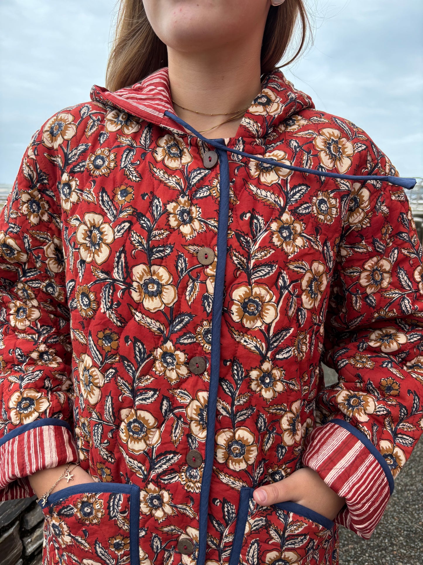 Sample Reversible Quilted Hooded Dressing Gown - Catarina