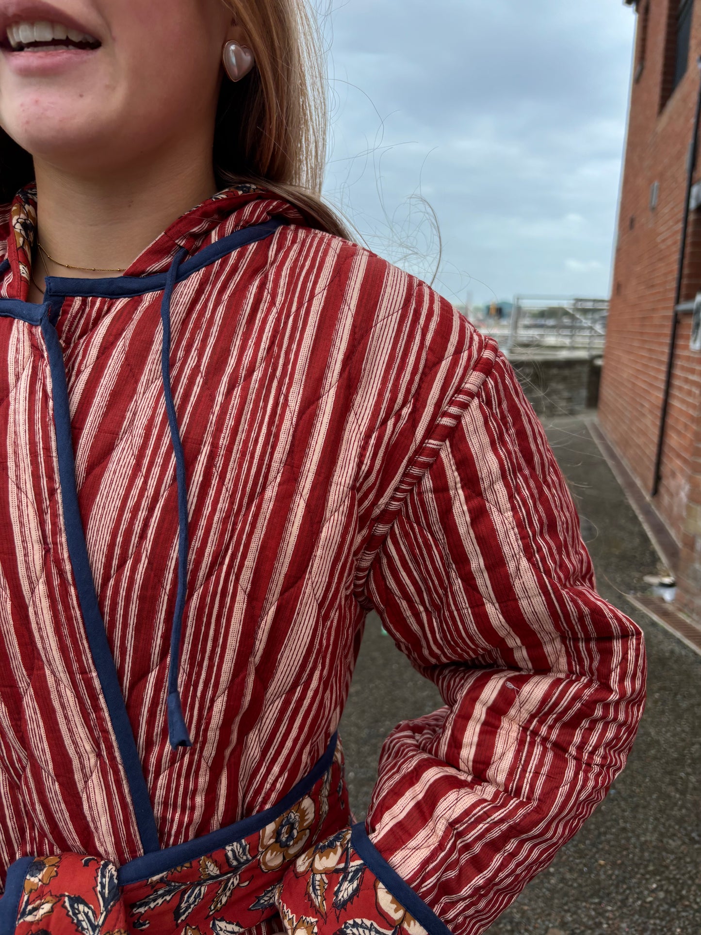 Sample Reversible Quilted Hooded Dressing Gown - Catarina