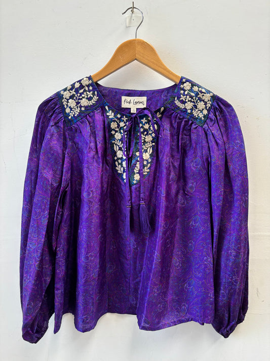 Lolita Embroidered Silk Blouse S - 011