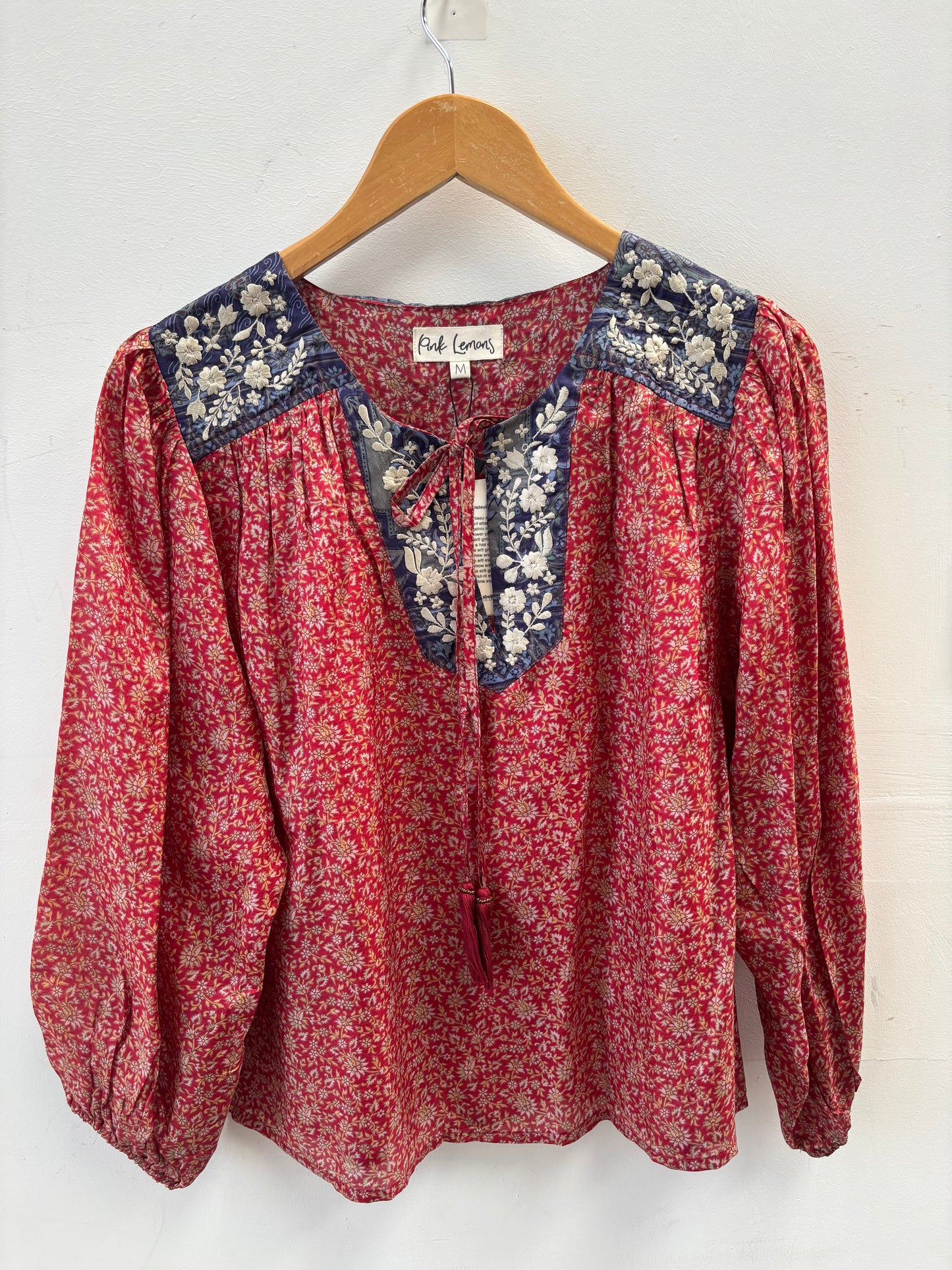 Lolita Embroidered Silk Blouse M - 018