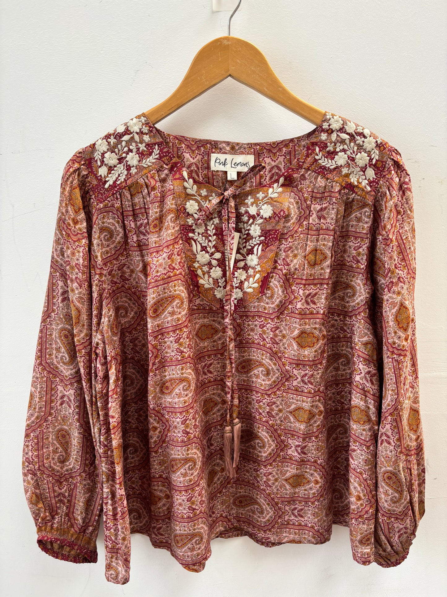 Lolita Embroidered Silk Blouse L - 197
