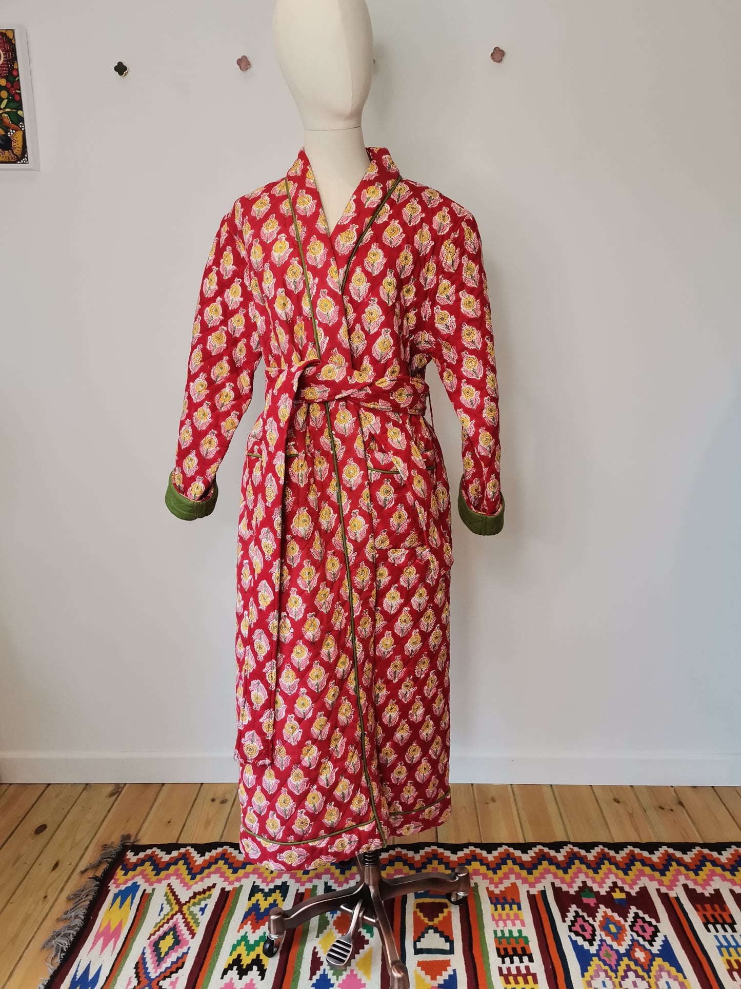 Quilted Dressing Gown Sample - Ruby