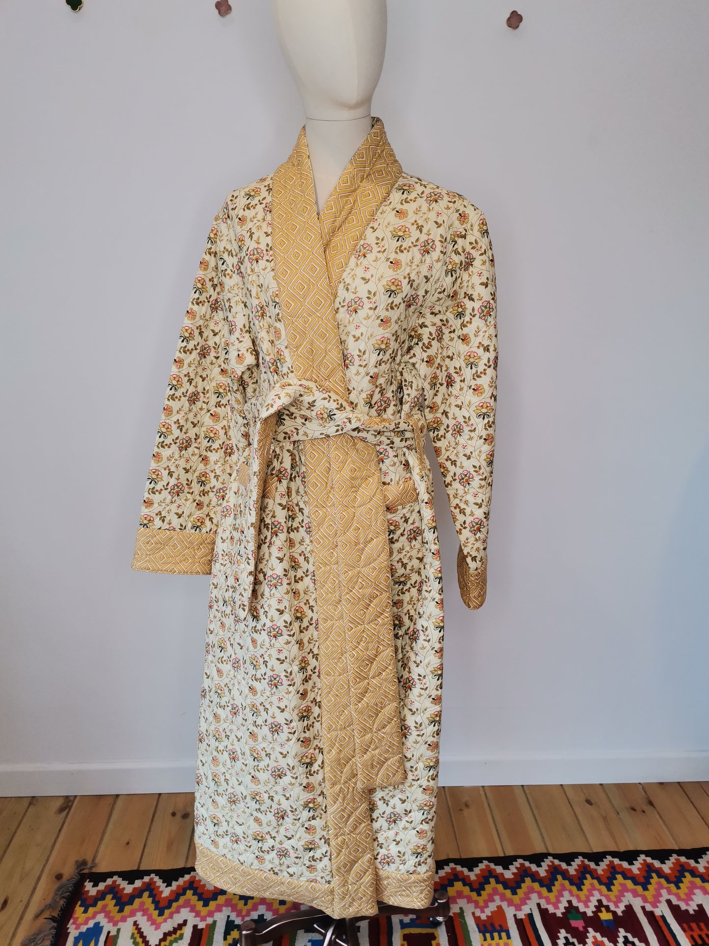 Reversible Quilted Dressing Gown Sample - Honey Meadow Reversible