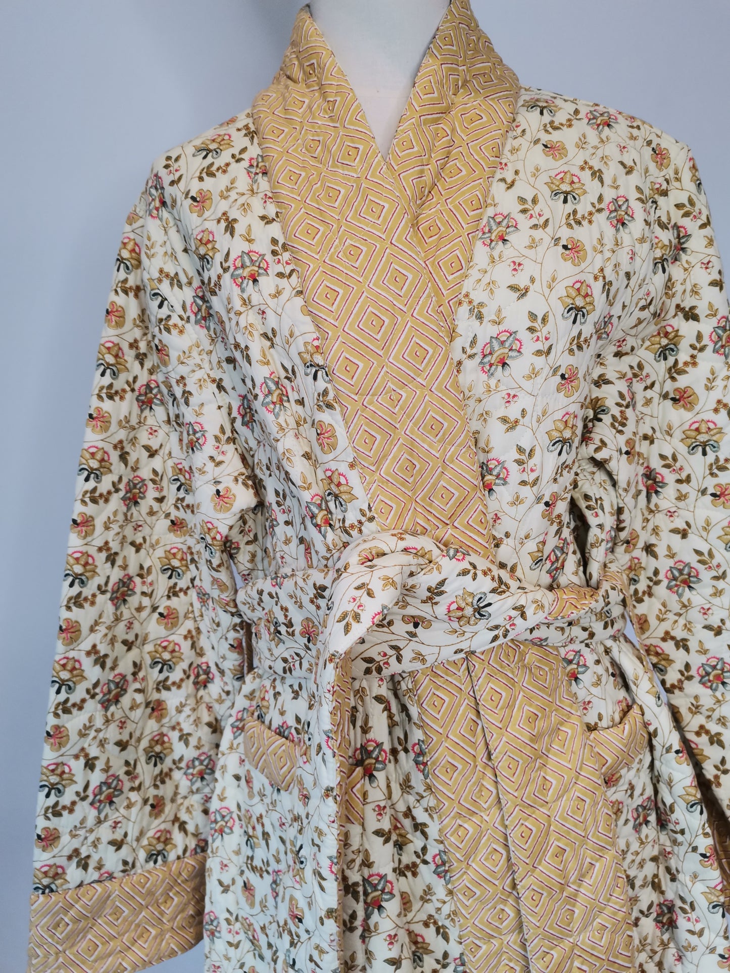 Reversible Quilted Dressing Gown Sample - Honey Meadow Reversible
