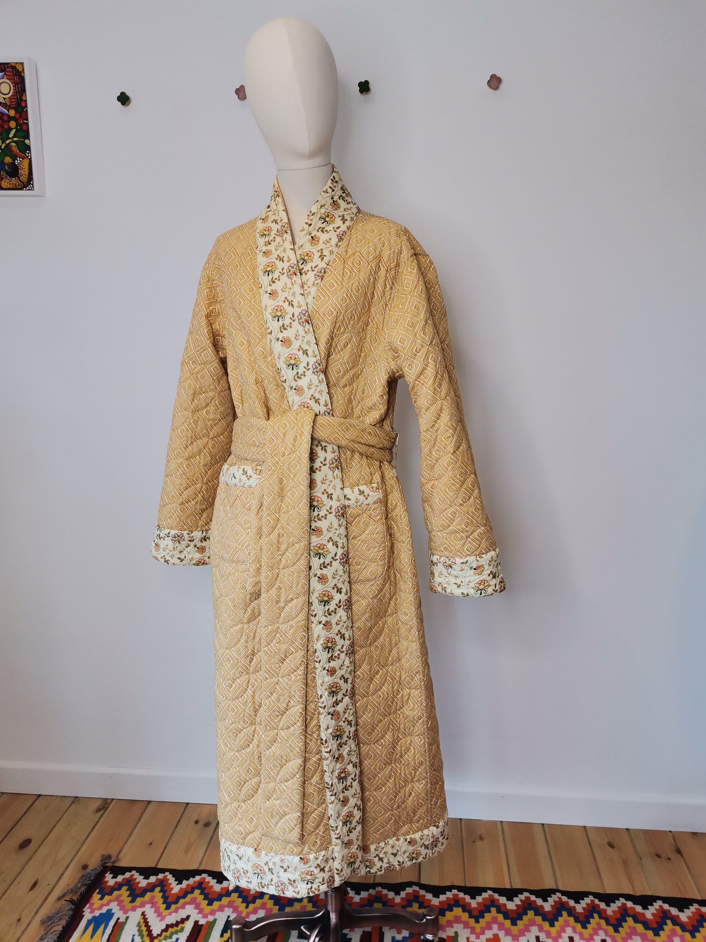 Reversible Quilted Dressing Gown Sample - Honey Meadow Reversible
