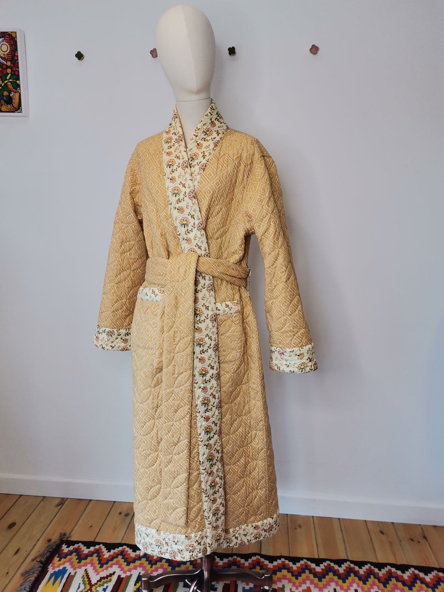 Reversible Quilted Dressing Gown Sample - Honey Meadow Reversible