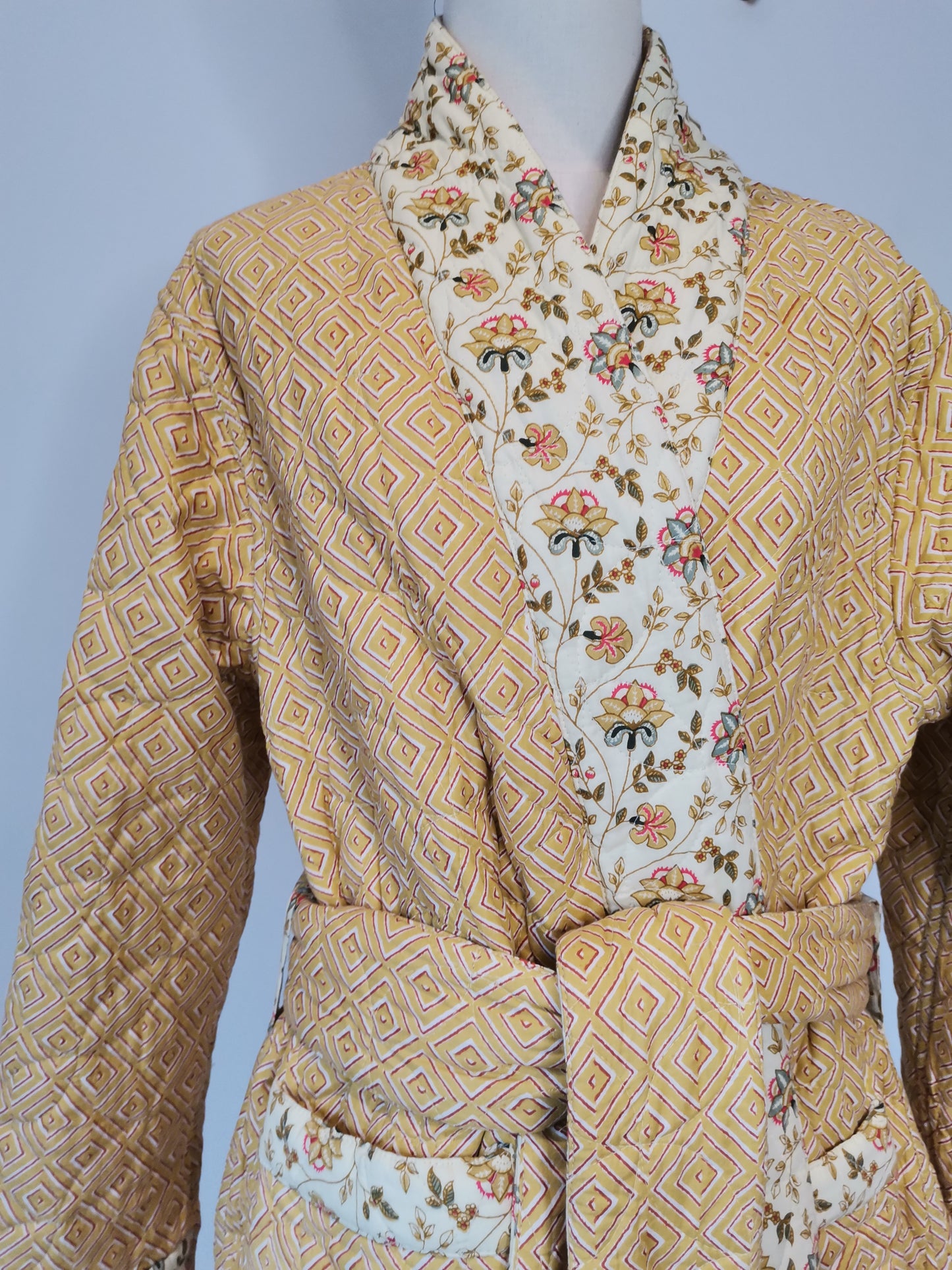 Reversible Quilted Dressing Gown Sample - Honey Meadow Reversible