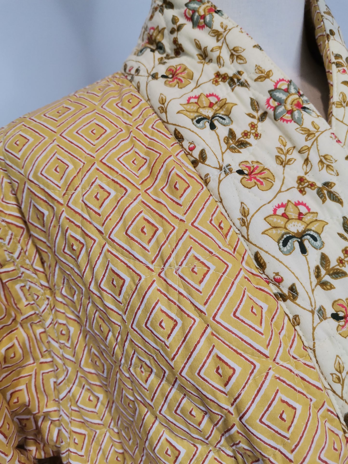 Reversible Quilted Dressing Gown Sample - Honey Meadow Reversible