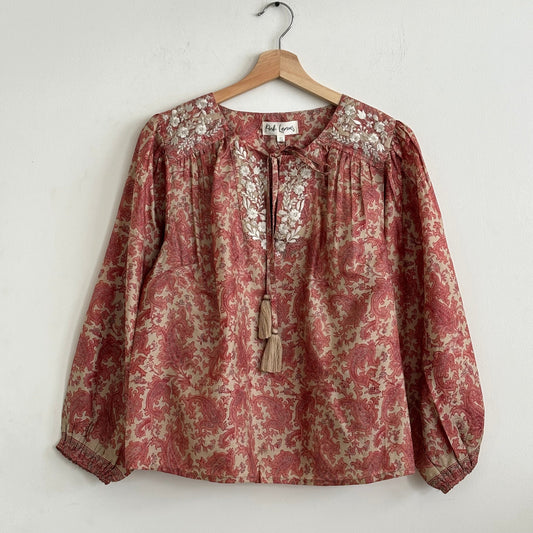 Lolita Embroidered Silk Blouse 190 - M