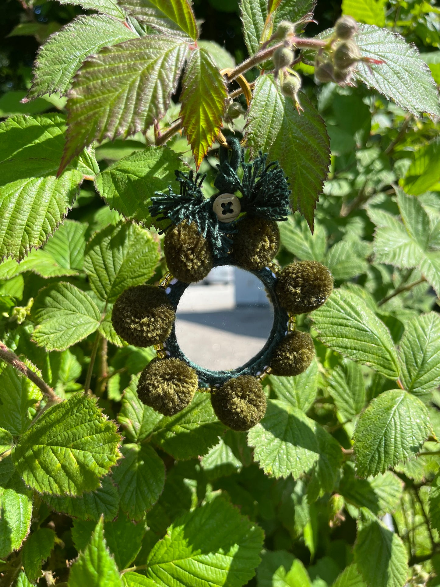 Pompom Mirror in Khaki