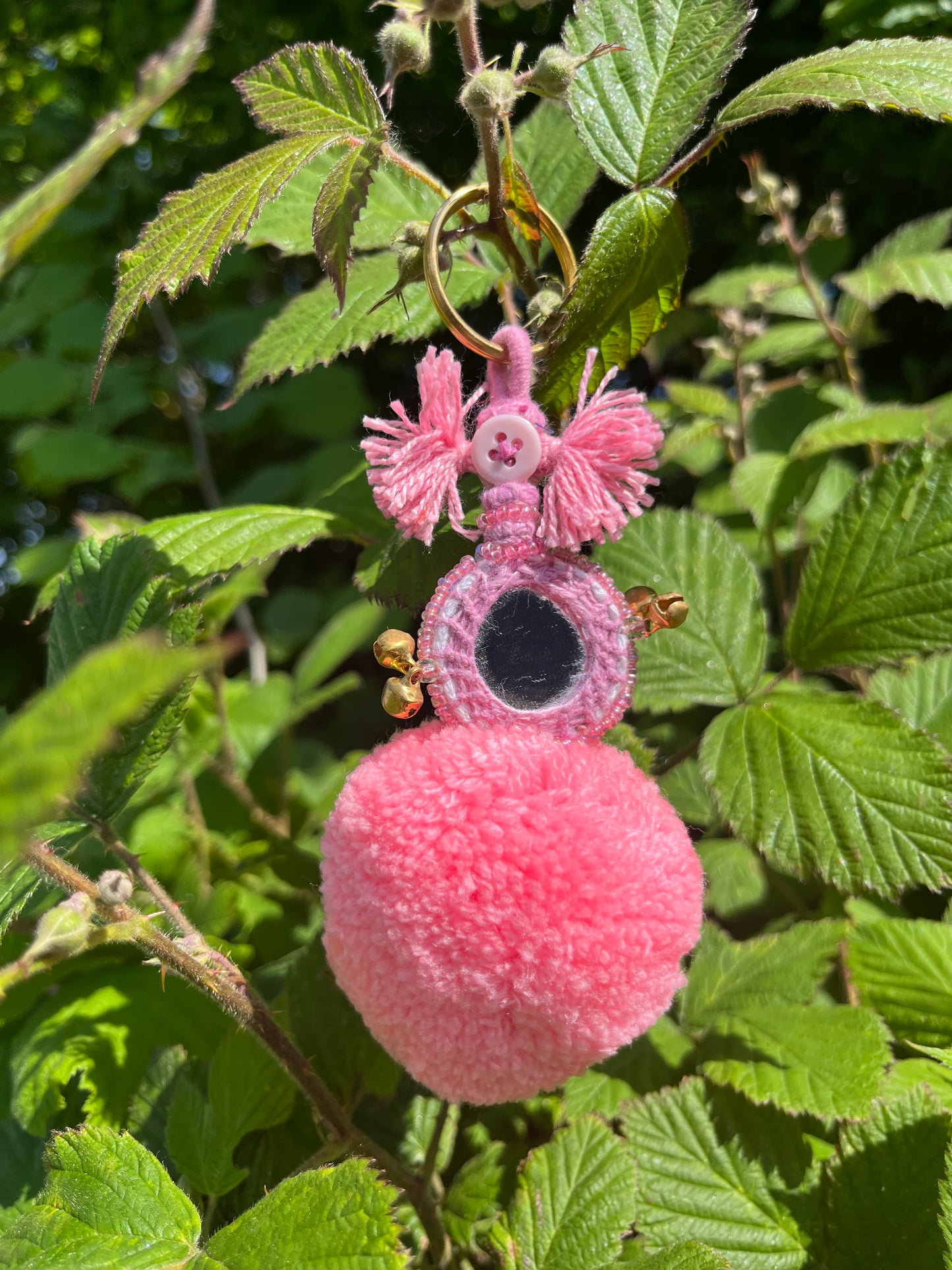 Pompom Small Mirror in Light Pink