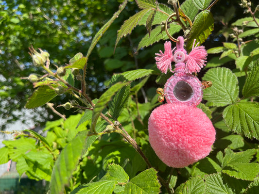 Pompom Small Mirror in Light Pink