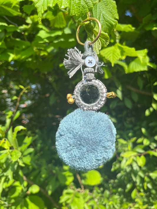 Pompom Small Mirror in Grey