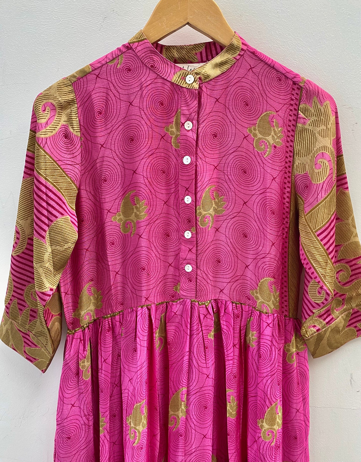Prairie Round Neck Silk Dress S  - 018