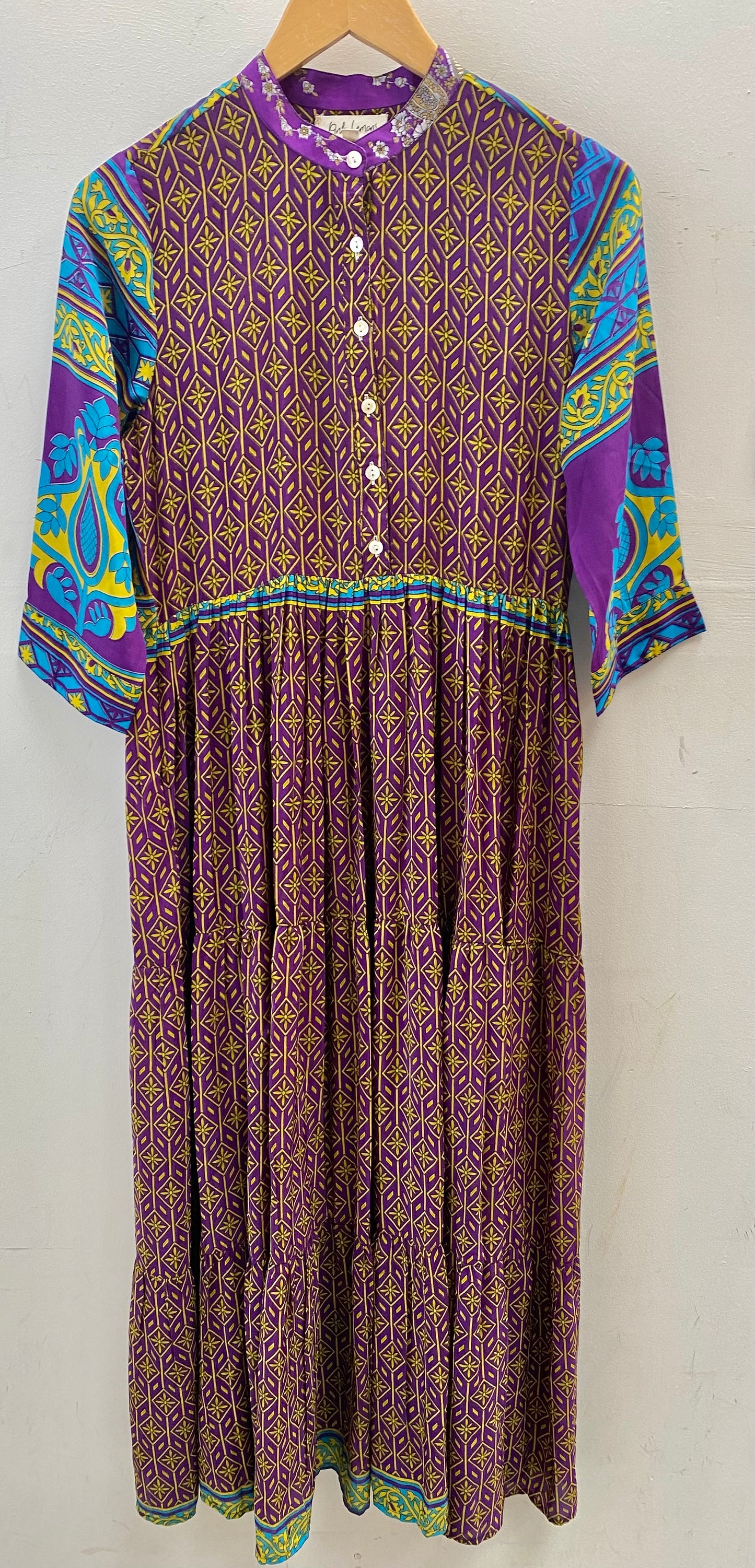 Prairie Round Neck Silk Dress S  - 019