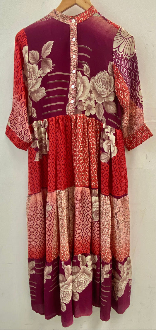 Prairie Round Neck Silk Dress XS - 024