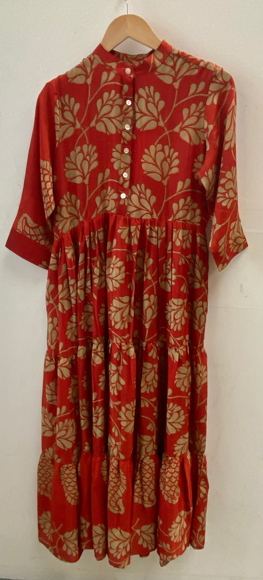 Prairie Round Neck Silk Dress S  - 020