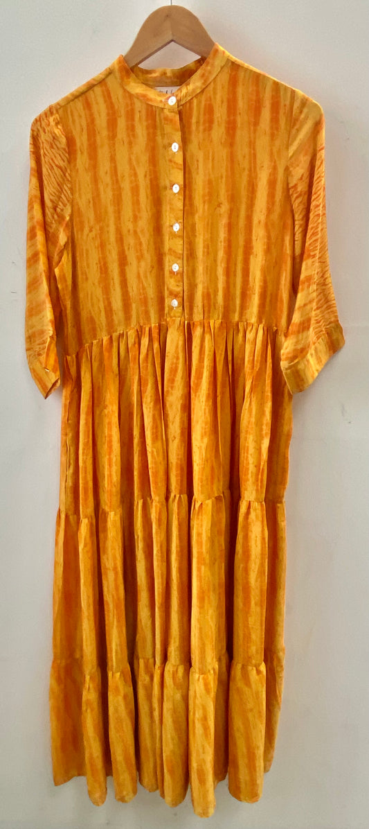 Prairie Round Neck Silk Dress S  - 032