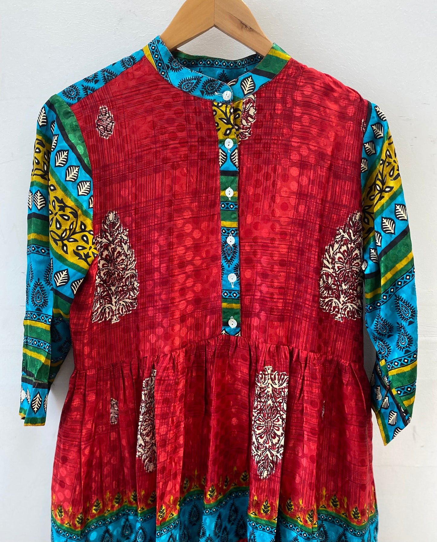 Prairie Round Neck Silk Dress M - 080