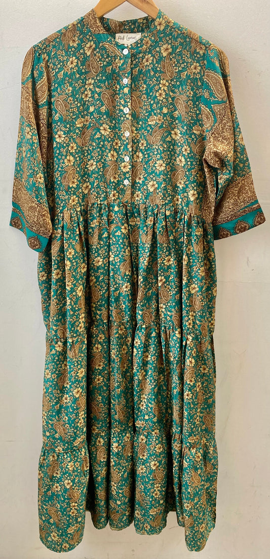 Prairie Round Neck Silk Dress L - 003