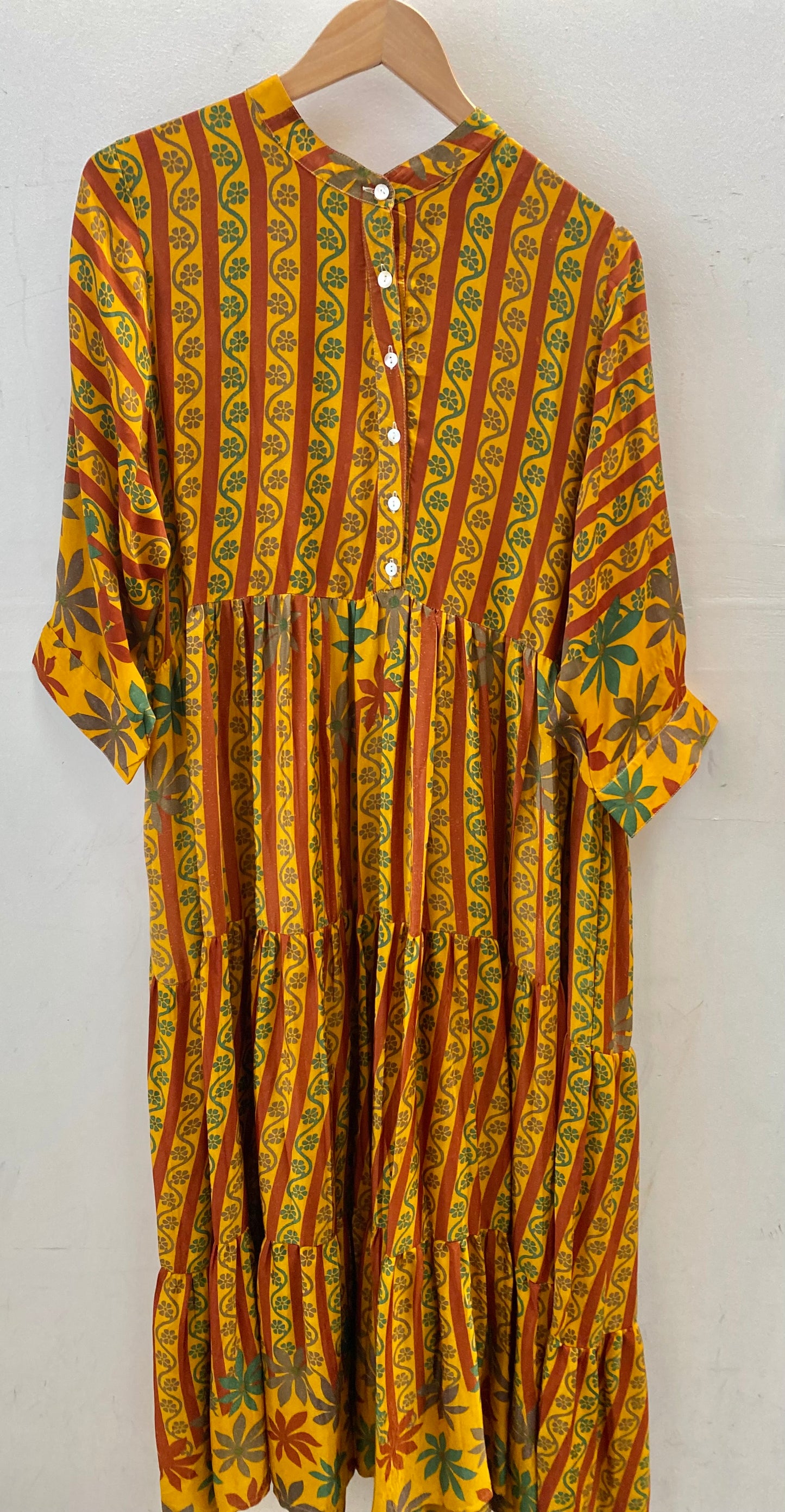 Prairie Round Neck Silk Dress 3XL - 001