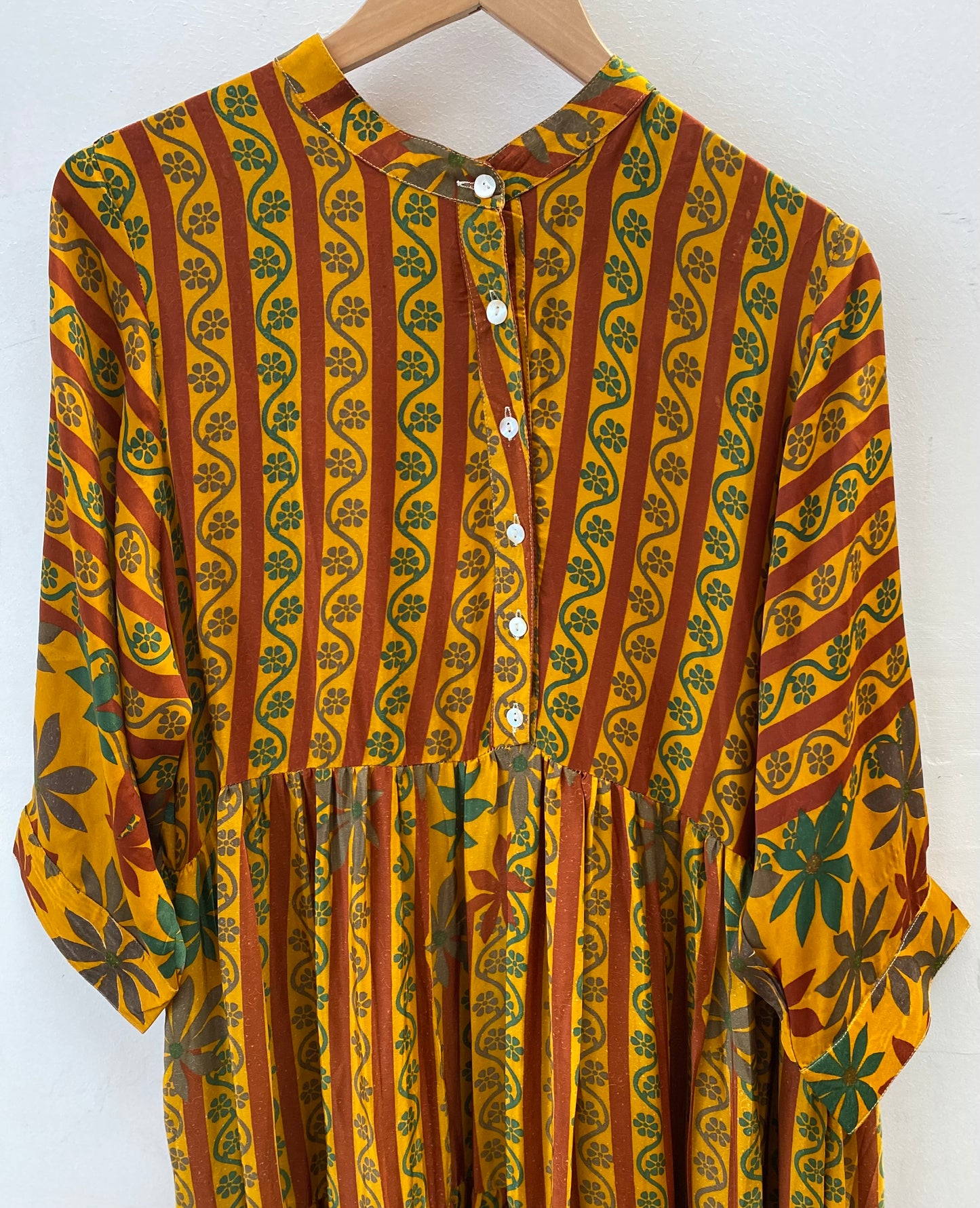 Prairie Round Neck Silk Dress 3XL - 001