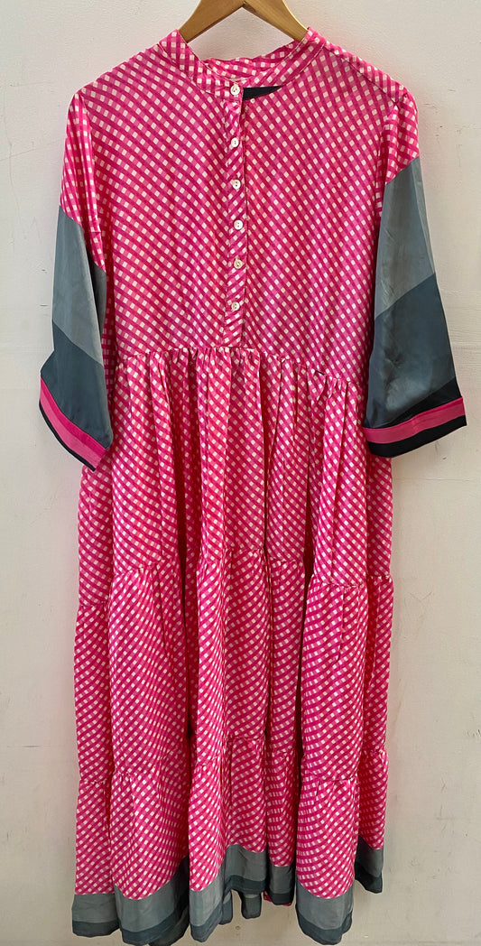 Prairie Round Neck Silk Dress 2XL - 001