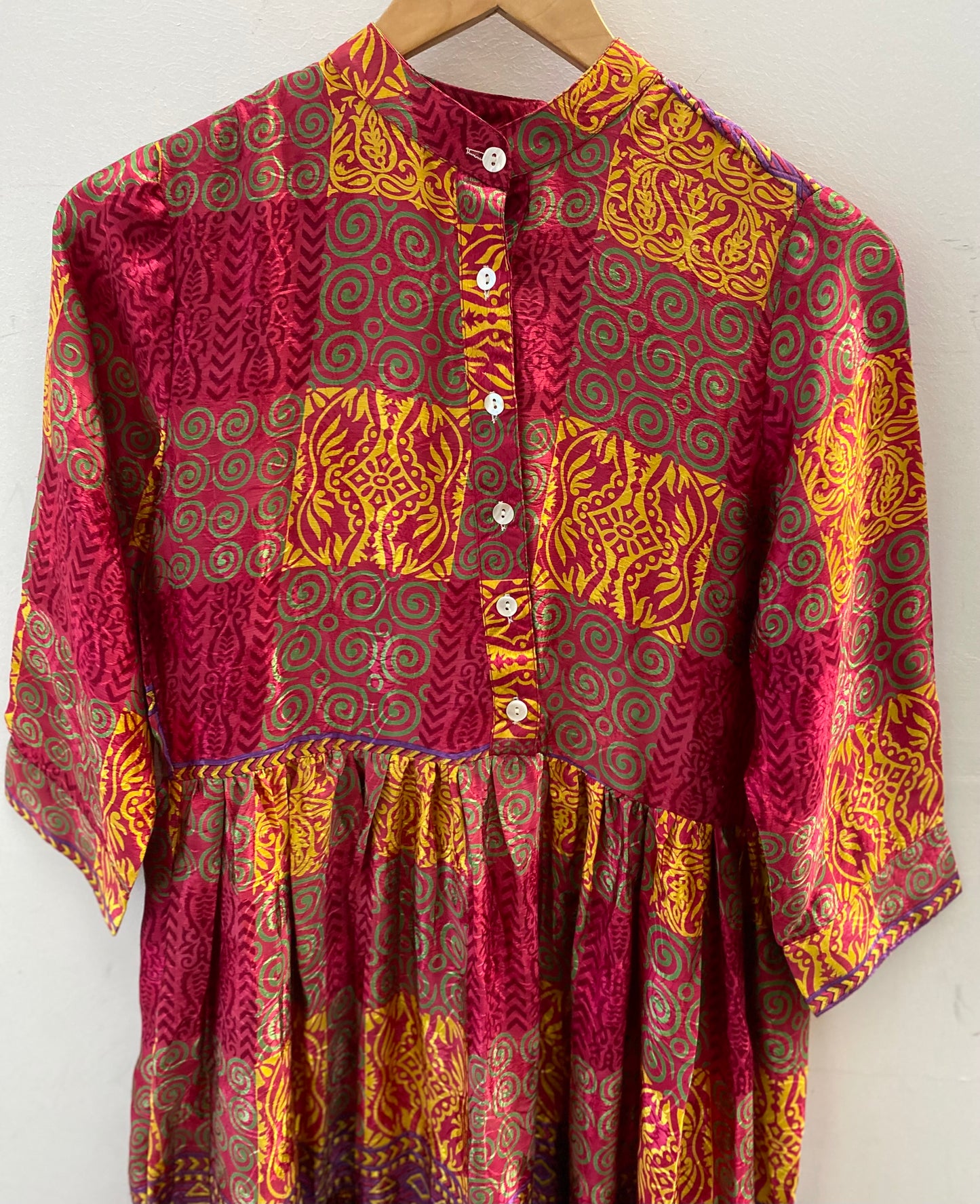 Prairie Round Neck Silk Dress XS - 028