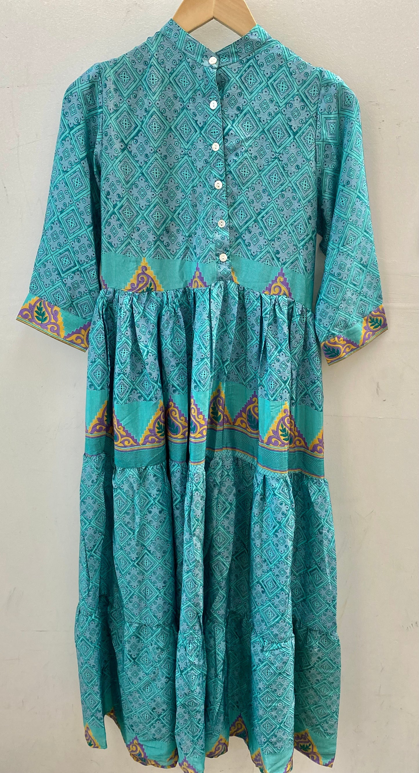 Prairie Round Neck Silk Dress XS - 027