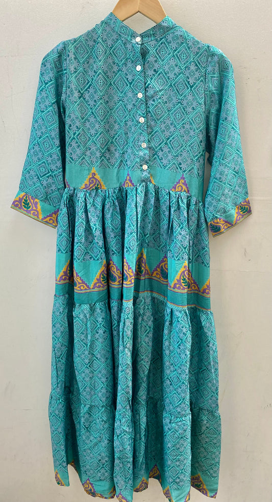 Prairie Round Neck Silk Dress XS - 027