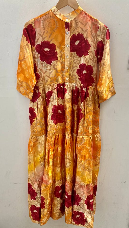 Prairie Round Neck Silk Dress XS - 026