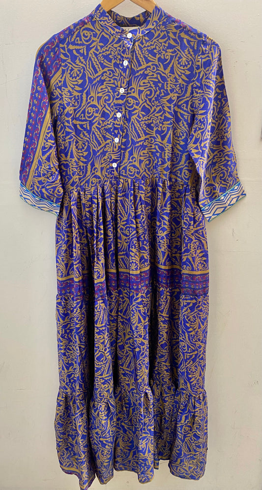 Prairie Round Neck Silk Dress XS - 025