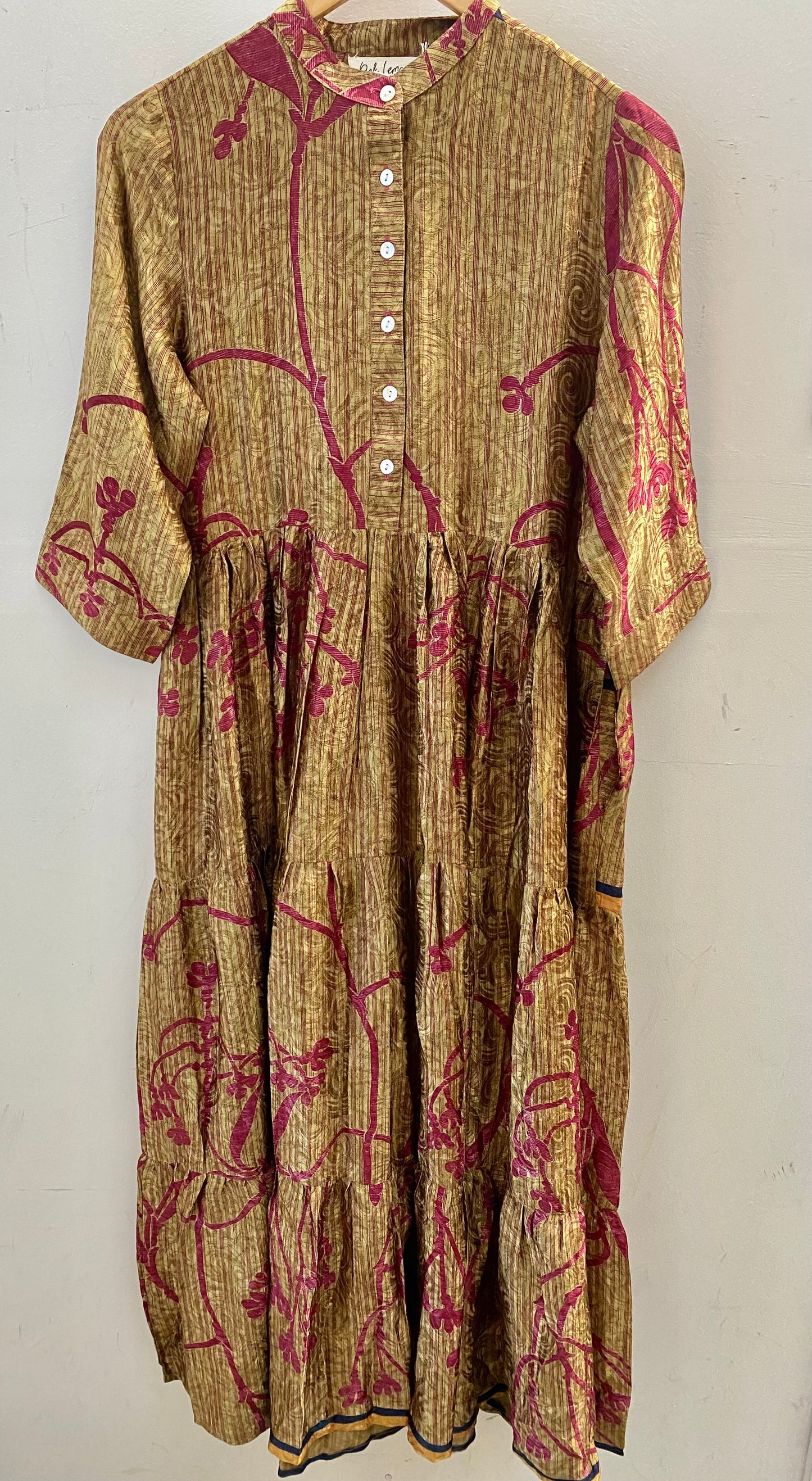 Prairie Round Neck Silk Dress S  - 033